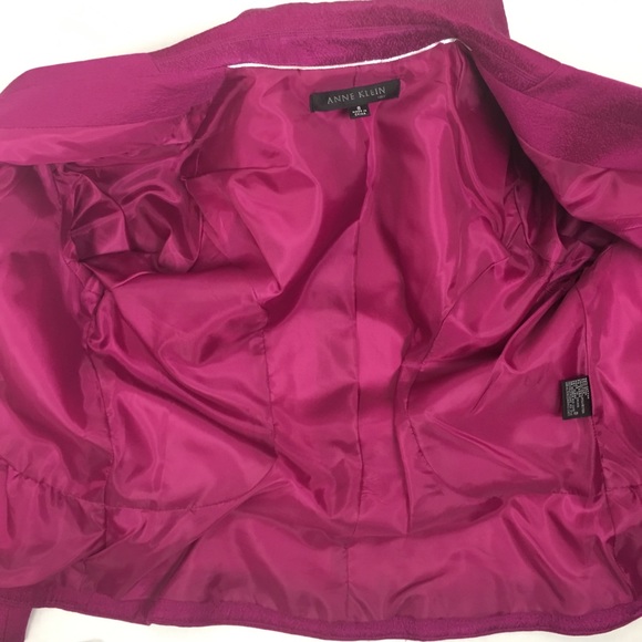 Anne Klein Fuchsia Textured Silk Wool Blazer - Picture 7 of 8